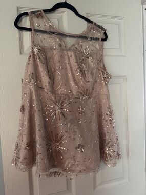 Torrid Gold Sequin Embellished Mesh Top
